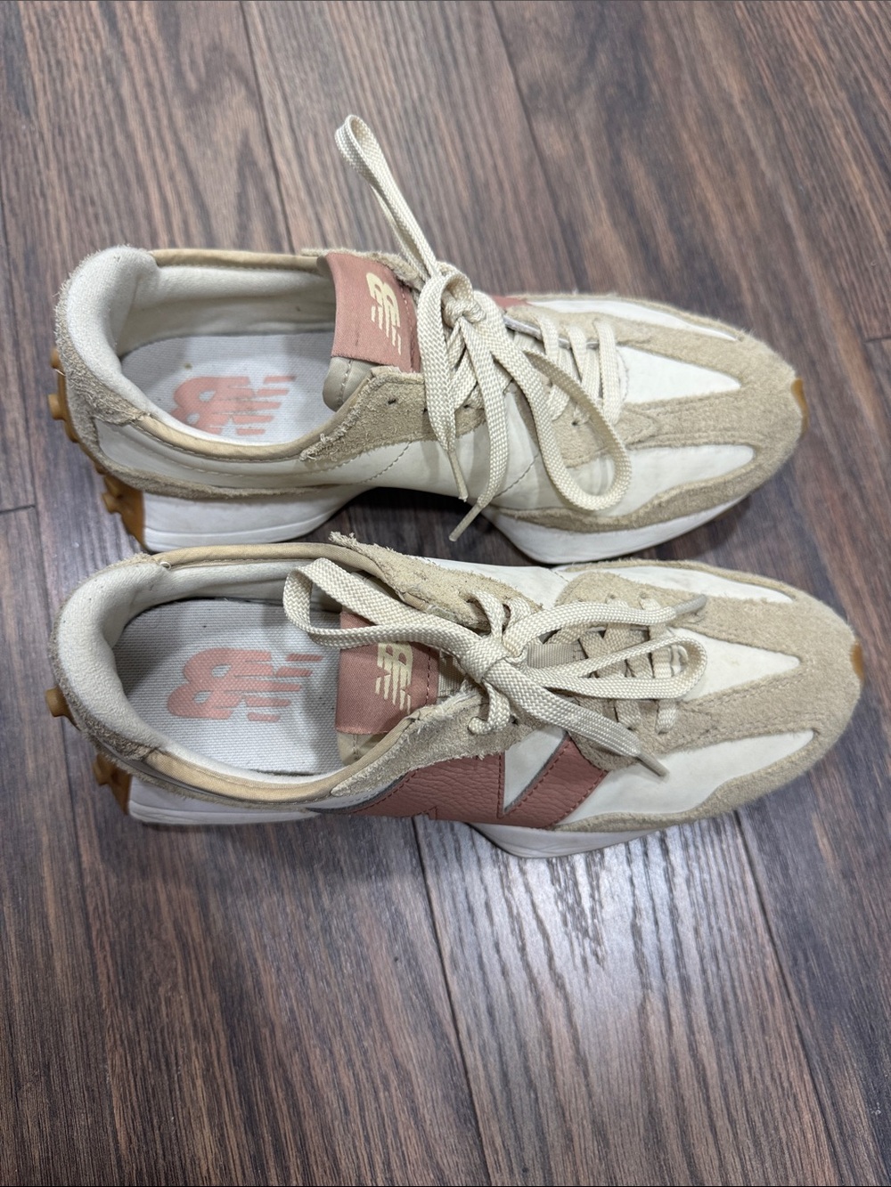 New Balance Cream & Dusty Pink Retro Runner Sneakers